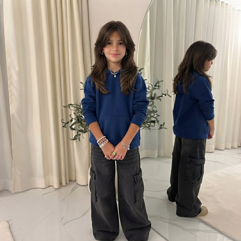 LUXE DIVA Kids Unisex Plain Pullover Fleece Hoodie Boys Girls