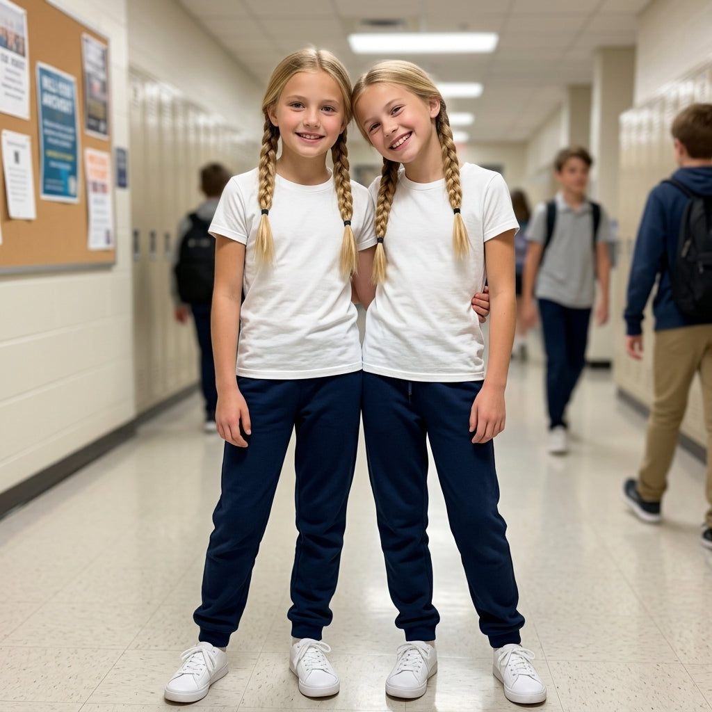 LUXE DIVA Girls Pack of 2 Fleece Jogging Bottoms Kids PE Tracksuit Trousers School Sportswear