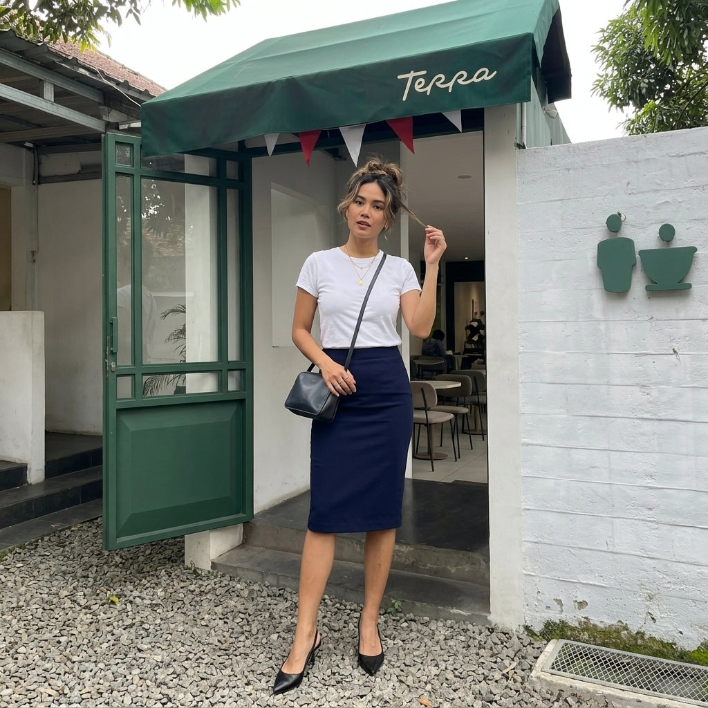 LUXE DIVA Plain Pencil Skirt for Women