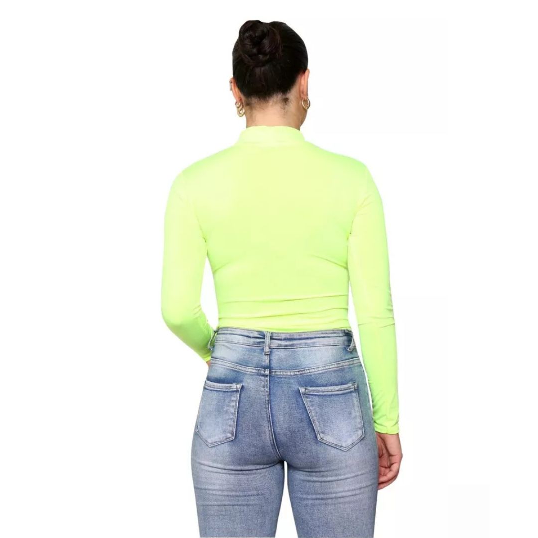 LUXE DIVA Bodysuit for Women Mock Turtle Neck Long Sleeve Tops Slim Fit Basic Stretch Soft Bodysuit Jumpsuit