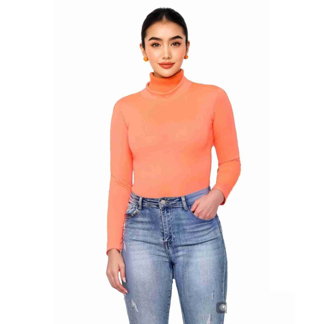 LUXE DIVA Bodysuit for Women Mock Turtle Neck Long Sleeve Tops Slim Fit Basic Stretch Soft Bodysuit Jumpsuit