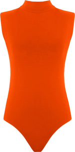 Load image into Gallery viewer, Womens Polo Turtle Neck Bodysuit Ladies Sleeveless Leotard Plain Stretchy Plunge Casual Party T-Shirt Top Sizes 16-22
