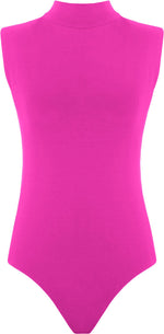 Load image into Gallery viewer, Womens Polo Turtle Neck Bodysuit Ladies Sleeveless Leotard Plain Stretchy Plunge Casual Party T-Shirt Top Sizes 16-22
