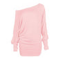 LUXE DIVA One Off-Shoulder Tops with Long Sleeves, Off Shoulder Batwing Jumper, Ladies Batwing Top in Black, Red, White Plus 21 Colors More UK