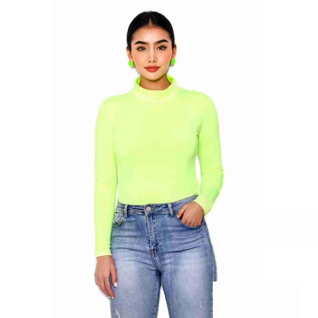 LUXE DIVA Bodysuit for Women Mock Turtle Neck Long Sleeve Tops Slim Fit Basic Stretch Soft Bodysuit Jumpsuit