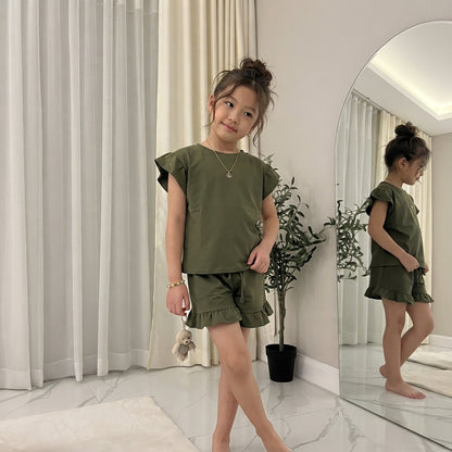 LUXE DIVA Girls Frill Peplum Top & Shorts Set 2 Piece Co Ord Ages 7–13