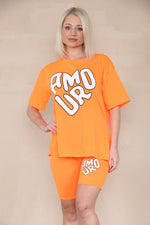 Load image into Gallery viewer, LUXE DIVA Womens Lounge Wear Amour Print Cycling Shorts Co ord T-shirt Set
