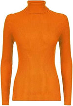 Load image into Gallery viewer, LUXE DIVA Women Ladies Ribbed Stretch Polo Turtle Neck Rib Top Jumper UK Size S/M-XXXL
