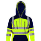 LUXE DIVA Adults Hooded Neck Zipper Sweatshirt Hi Vis Zip Up Tablet Hoodie Work Wear Warm Mens Outdoor Work Wear High Visibility Hooded Top Reflective Tape Winter Tunic
