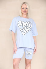 Load image into Gallery viewer, LUXE DIVA Womens Lounge Wear Amour Print Cycling Shorts Co ord T-shirt Set
