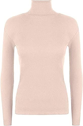 LUXE DIVA Women Ladies Ribbed Stretch Polo Turtle Neck Rib Top Jumper UK Size S/M-XXXL