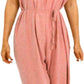 LUXEDIVA Womens V Neck Wrap Over Tie Waist Ankle Tie Jumpsuit Strappy Cam
