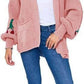LUXE DIVA Womens Knitted Cherry Print Balloon Sleeves Cardigan