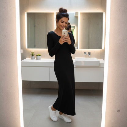 Plain Long Sleeve Maxi Dresses for Women UK Flared Stretchy Round Neck Jumper Dress Casual Evening Wear Long Maxi Dress Plus Size 8 - 26 - LUXE DIVAPlain Long Sleeve Maxi Dresses for Women UK Flared Stretchy Round Neck Jumper Dress Casual Evening Wear Long Maxi Dress Plus Size 8 - 26LUXE DIVALUXE DIVALSRNMaxiDresBlkSMPlain Long Sleeve Maxi Dresses for Women UK Flared Stretchy Round Neck Jumper Dress Casual Evening Wear Long Maxi Dress Plus Size 8 - 268 - 10Black