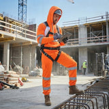 LUXE DIVA Men's Hi Vis Trousers & Plain Hoodie High Visibility Reflective Workwear Set