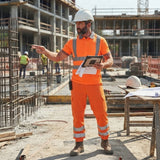 LUXE DIVA Men's Hi Vis Short Sleeve Polo Shirt & Trousers High Visibility Reflective Workwear Set