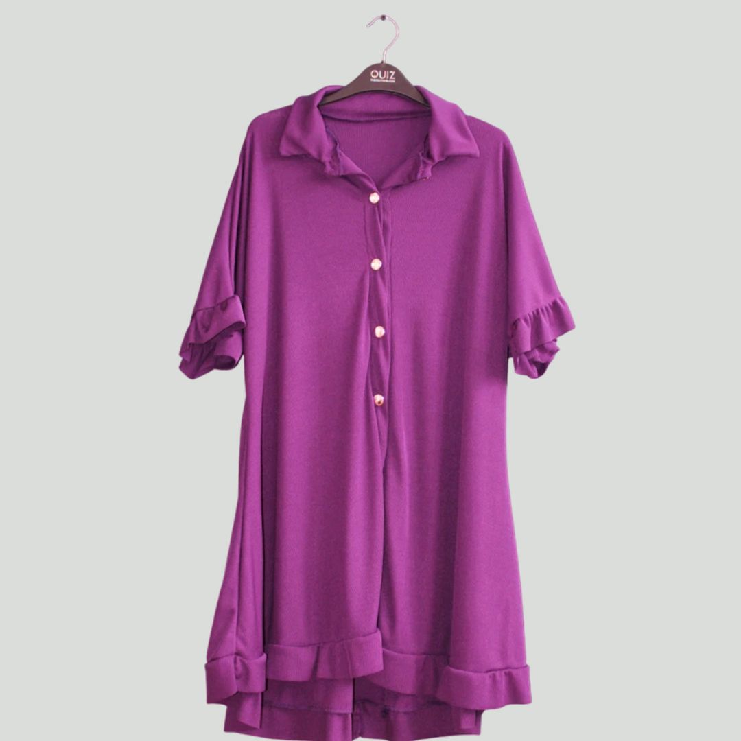 Womens Ladies Gold Button Pleated Frill Summer Shirt Swing Smock Mini Dress Top