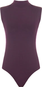 Load image into Gallery viewer, Womens Polo Turtle Neck Bodysuit Ladies Sleeveless Leotard Plain Stretchy Plunge Casual Party T-Shirt Top Sizes 16-22
