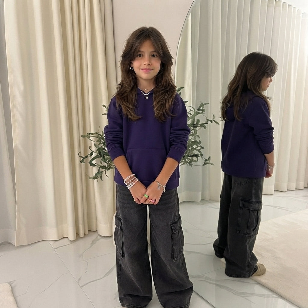 LUXE DIVA Kids Unisex Plain Pullover Fleece Hoodie Boys Girls