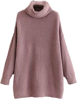Load image into Gallery viewer, LUXE DIVA Women Chunky Knitted High Polo Roll Neck Baggy Oversized Winter Jumper Dress Top
