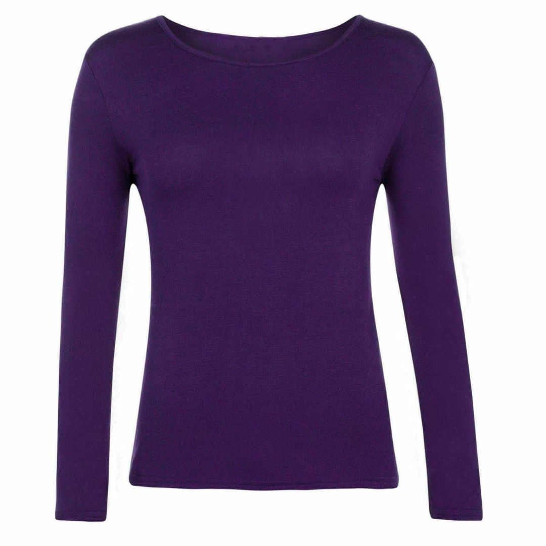 LUXE DIVA New Ladies Long Sleeve Round Neck T-Shirt Top Size 8-26