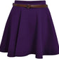 LUXE DIVA Womens Plus Belted Skater Skirt Ladies Short Flared Flippy Ponte Mini Party Skirt 6-20