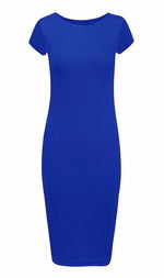Load image into Gallery viewer, Ladies Short Sleeve Midi Dress Bodycon Cap Maxi Midi Dress
