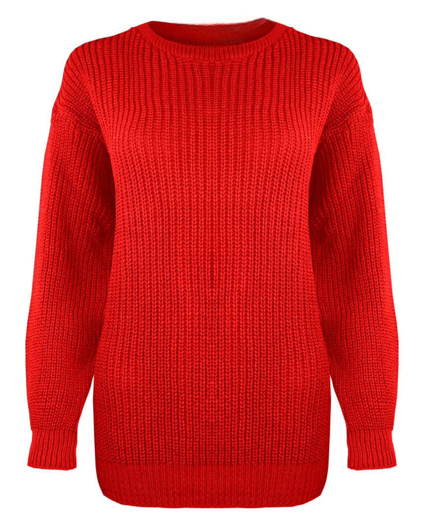 LUXE DIVA LADIES LONG KNITTED TUNIC JUMPER DRESS FISHERKNIT BAGGY LOOSE OVERSIZE FIT