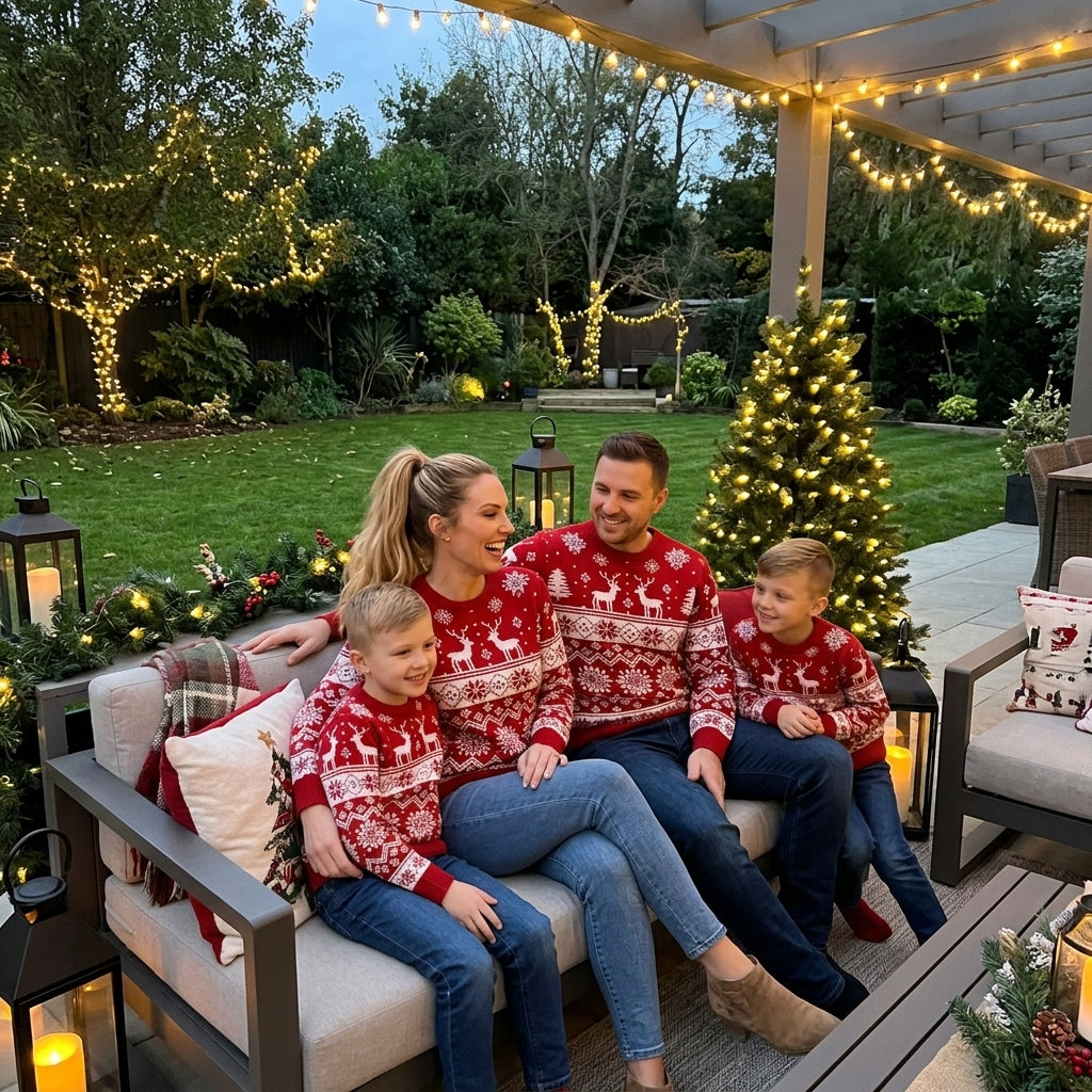 LUXE DIVA Family Matching Christmas Jumper | Red Fairisle Nordic Xmas Pullover