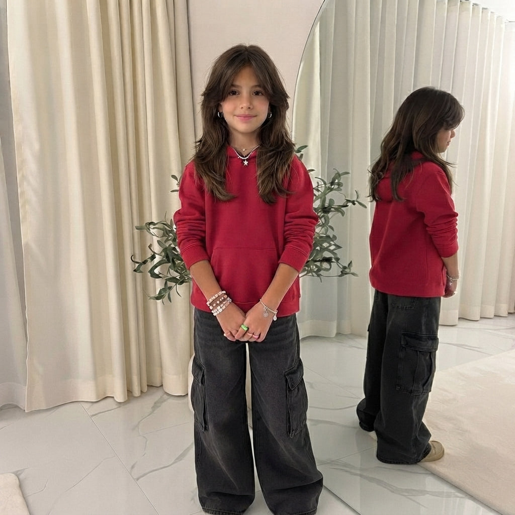 LUXE DIVA Kids Unisex Plain Pullover Fleece Hoodie Boys Girls