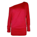 Load image into Gallery viewer, LUXE DIVA One Off-Shoulder Tops with Long Sleeves, Off Shoulder Batwing Jumper, Ladies Batwing Top in Black, Red, White Plus 21 Colors More UK
