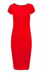 Load image into Gallery viewer, Ladies Short Sleeve Midi Dress Bodycon Cap Maxi Midi Dress
