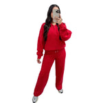Load image into Gallery viewer, LUXE DIVA Womens Drop Shoulder Front Zip Plush Jacket Long Line Wide Leg Bottom Co-ord Set One Size Fits 8-14
