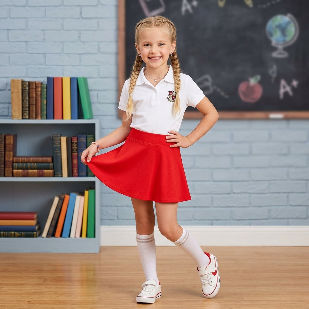 LUXE DIVA Girls Skort Skirt Shorts Kids School Summer Sports PE Dance