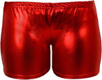 Load image into Gallery viewer, LUXE DIVA Kids Metallic Wet Look Hot Pants Womens Red Blue Shiny Halloween Summer Fancy Party Disco Wet Look Shorts
