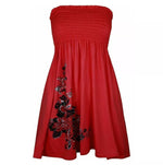 Load image into Gallery viewer, Ladies Sheering Boobtube Gather Bandeau Ruched Top with Side Flower Printed Sheering Top
