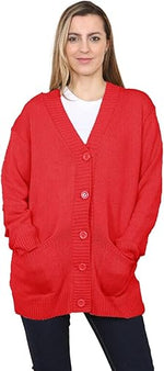 Load image into Gallery viewer, LADIES WOMENS PLAIN V NECK 5 BUTTON LONGLINE OVERSIZE LOOSE FIT KNITTED CARDIGAN
