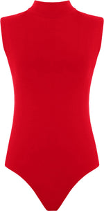 Load image into Gallery viewer, Womens Polo Turtle Neck Bodysuit Ladies Sleeveless Leotard Plain Stretchy Plunge Casual Party T-Shirt Top Sizes 8-14
