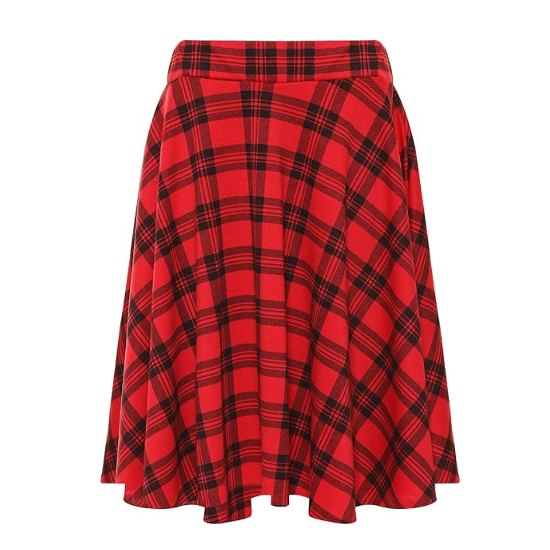 LUXE DIVA Women's Plus Size Flared Skater Skirt – Plain, Stretchy, Elastic Waist Casual Short Skirt for Ladies – UK Sizes 14 to 28 Summer Wear
