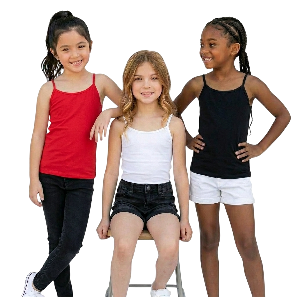 LUXE DIVA Pack of 3 Spaghetti Strap Tank Tops for Girls