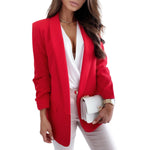 Load image into Gallery viewer, LUXEDIVA Womens Ruched Sleeve Fully Lined Blazer Collared Casual Ladies Formal Jacket Top
