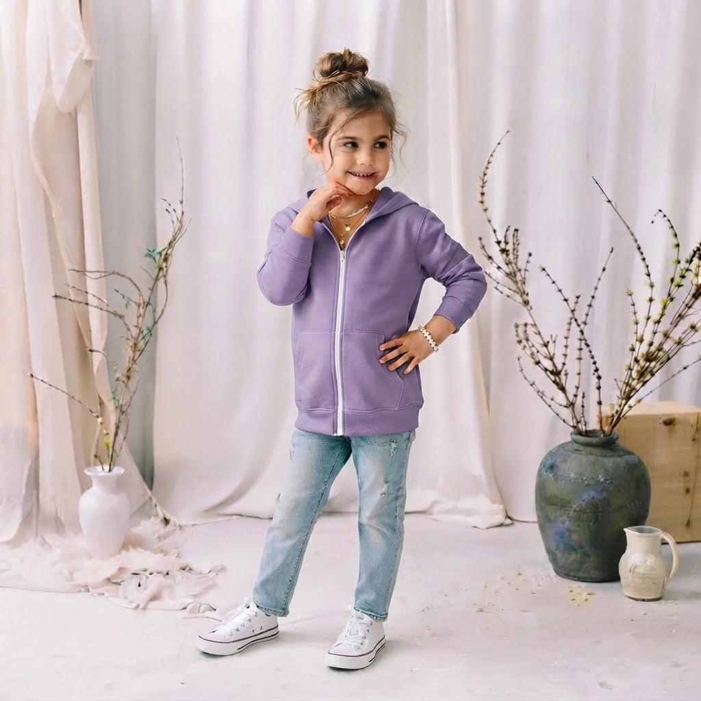 LUXE DIVA Kids Fleece Zip Up Hoodie Jacket Unisex Full Zip Sweatshirt Ages 2–13
