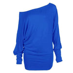 Load image into Gallery viewer, LUXE DIVA One Off-Shoulder Tops with Long Sleeves, Off Shoulder Batwing Jumper, Ladies Batwing Top in Black, Red, White Plus 21 Colors More UK
