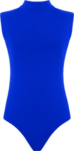 Load image into Gallery viewer, Womens Polo Turtle Neck Bodysuit Ladies Sleeveless Leotard Plain Stretchy Plunge Casual Party T-Shirt Top Sizes 8-14
