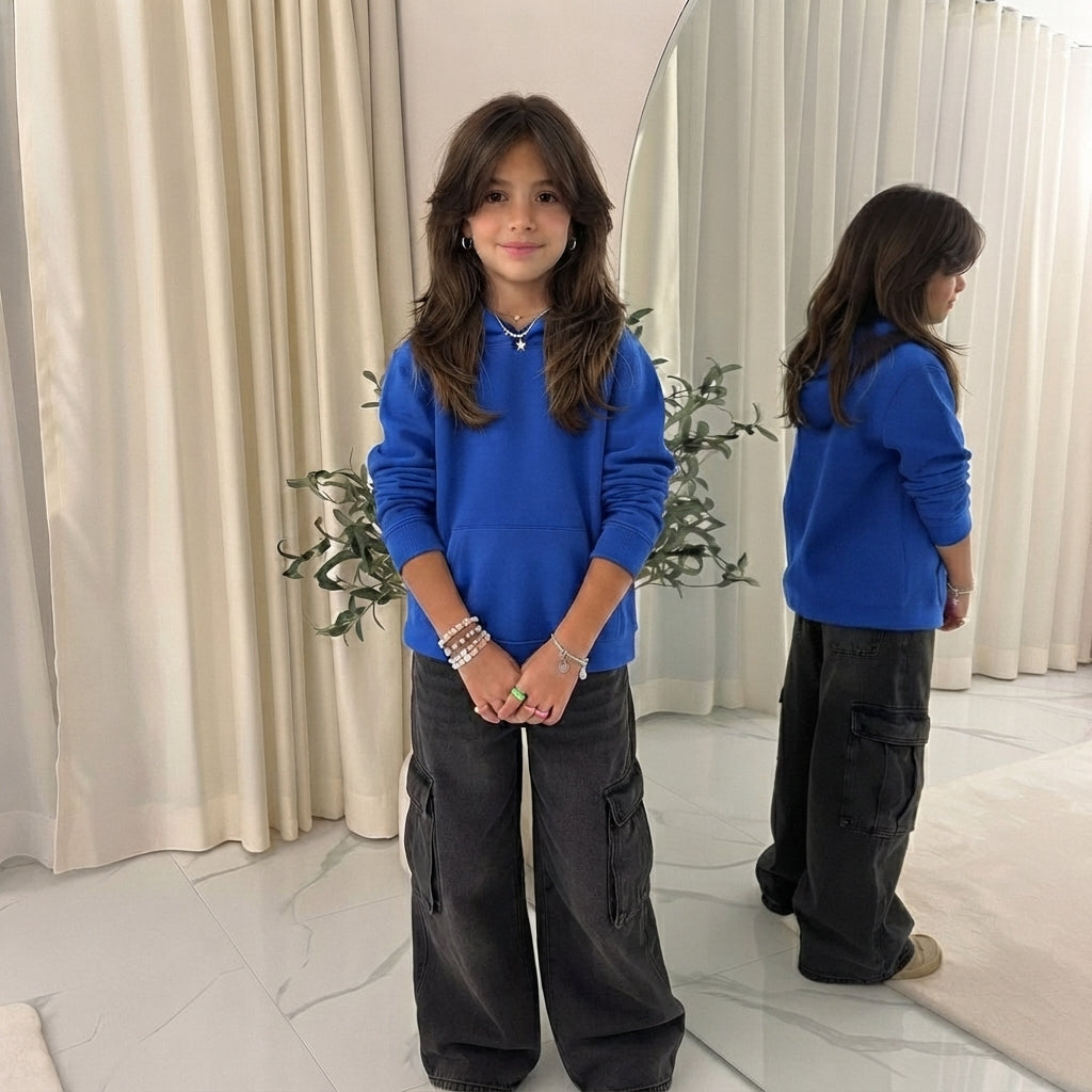 LUXE DIVA Kids Unisex Plain Pullover Fleece Hoodie Boys Girls