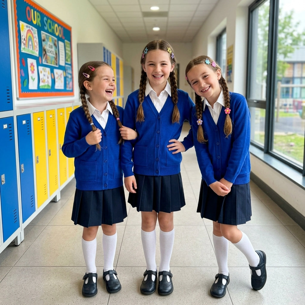 LUXE DIVA  Girls Pack of 3 School Cardigans Long Sleeve Stretchy Smart Cardigans Ages 3-13 Years