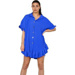 Load image into Gallery viewer, LUXE DIVA Women&#39;s Pleated Shirt Set, Short Sleeve Button Down Shirt, Loungewear, Casual Elegant Party Vacation Travel Top
