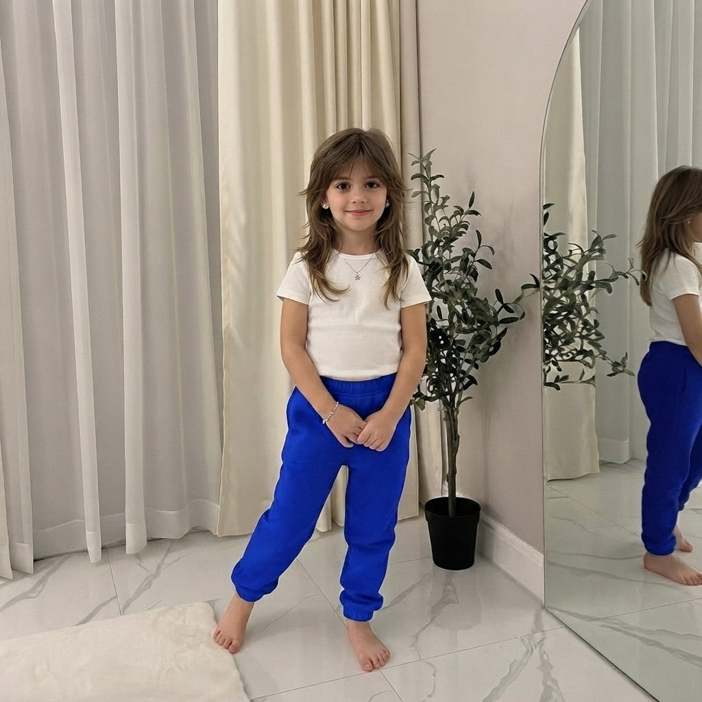 LUXE DIVA Kids Unisex Fleece Joggers Boys Girls PE School Sports Casual Wear