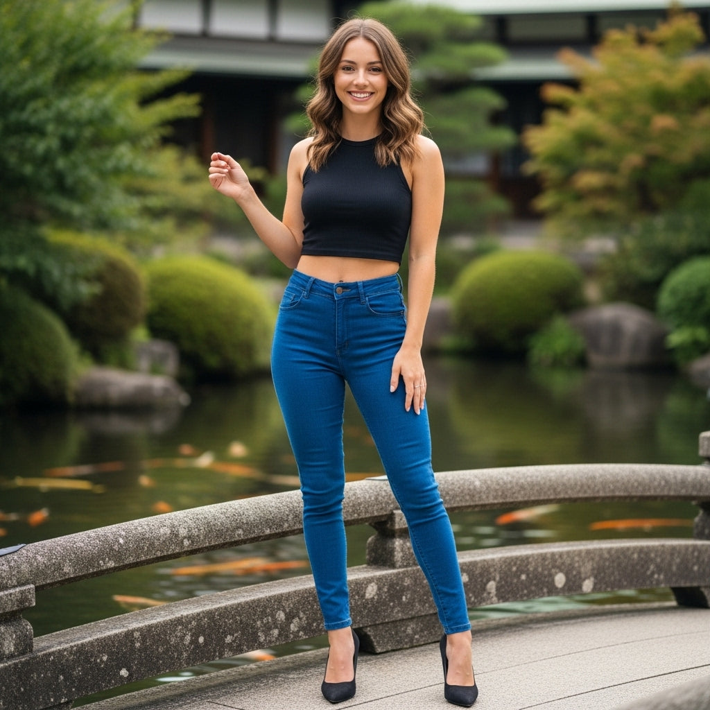 LUXE DIVA Women’s High-Waisted Skinny Jeggings – Stretchable Plain Black Denim Leggings with Pockets, Slim Fit Jeans Pants for Ladies & Girls, Size 8-22