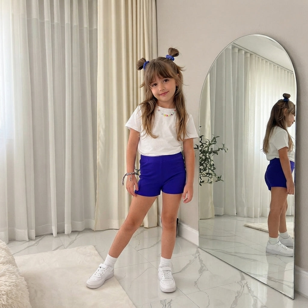 LUXE DIVA Girls Microfiber Dance Shorts Stretchy Kids Dancewear Activewear Shorts
